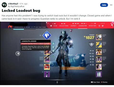 destiny 2 loadouts locked